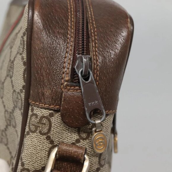 GUCCI GG Supreme Web Sherry Line Shoulder Bag PVC Beige Gold Red Auth gh559 - Picture 11 of 14